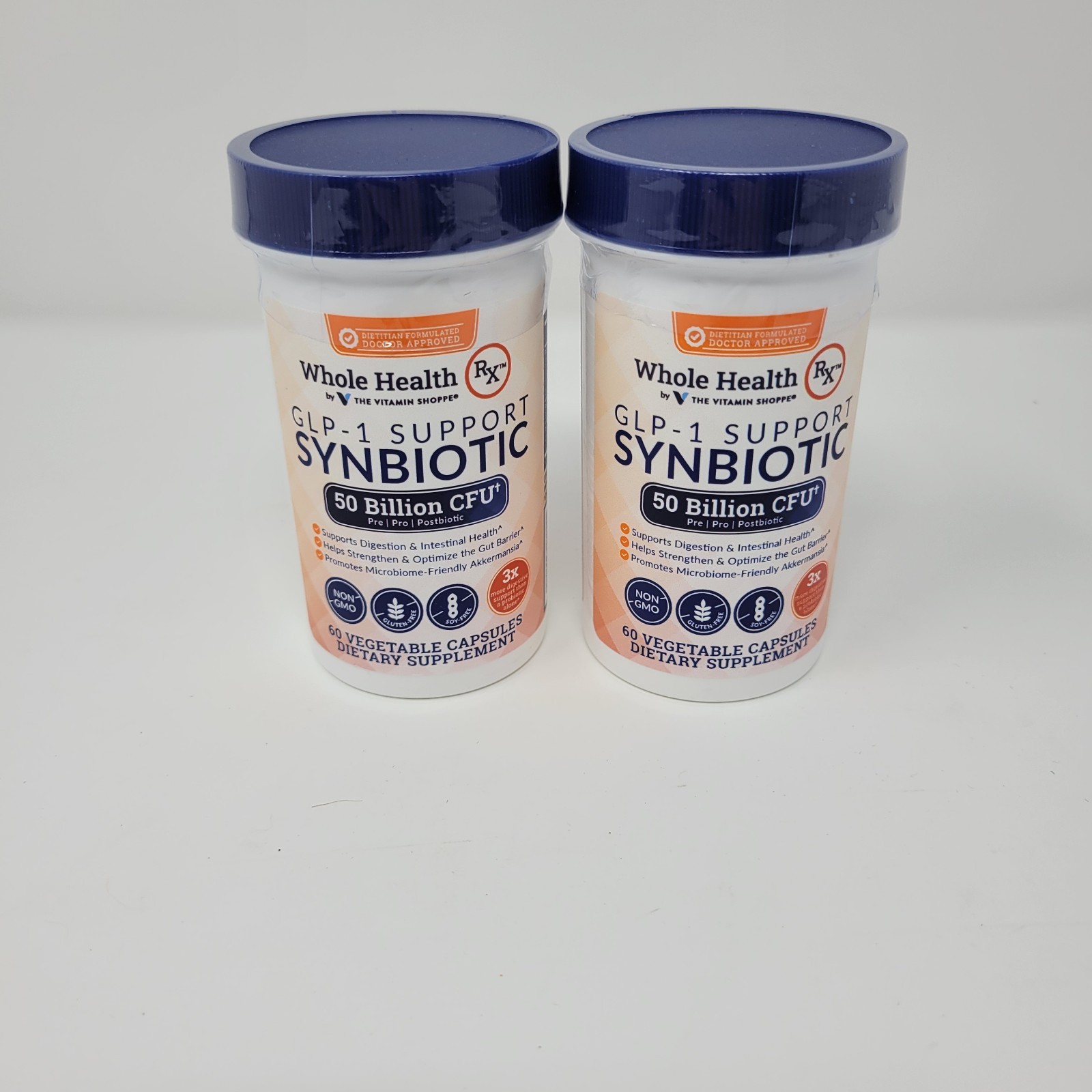 2x WHOLE HEALTH Support Fiber Synbiotic Probiotic 50 Billion CFUs 60 Caps 3/2027