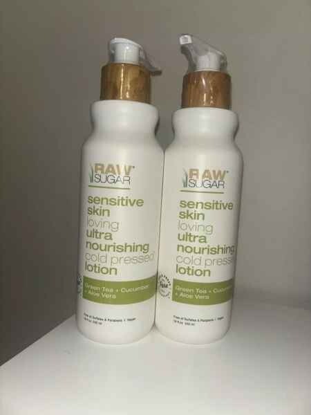 Raw Sugar Green Tea + Cucumber + Aloe Vera Sensitive Skin Lotion – 18 fl oz X2