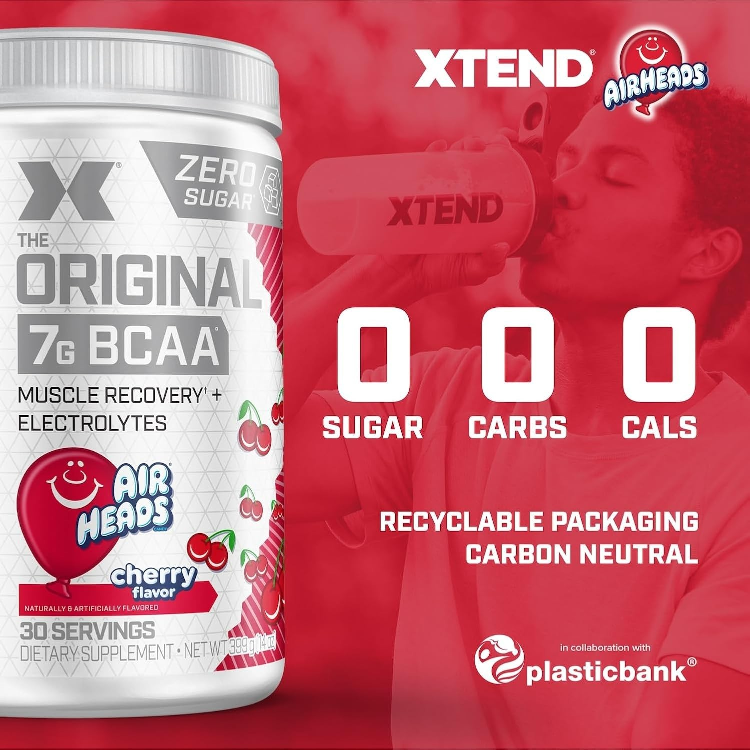 2PK Xtend Original BCAA 7g Air Heads Cherry Flavor, 30 Servings, Exp 9/2027
