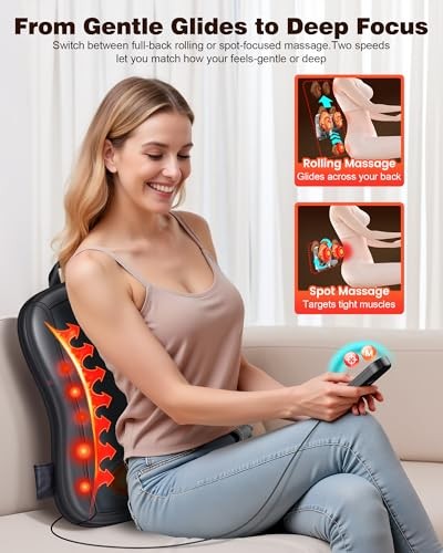 JZBRAIN SHIATSU BACK MASSAGER WITH HEAT UP AND DOWN ROLLING – BLACK/GRAY