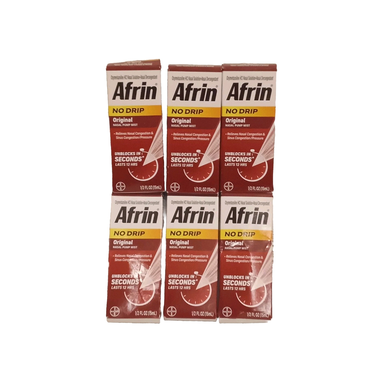 Lot Of 6 Afrin No Drip Nasal Pump Mist Nasal Decongestant 15ml Ea. 01/2026