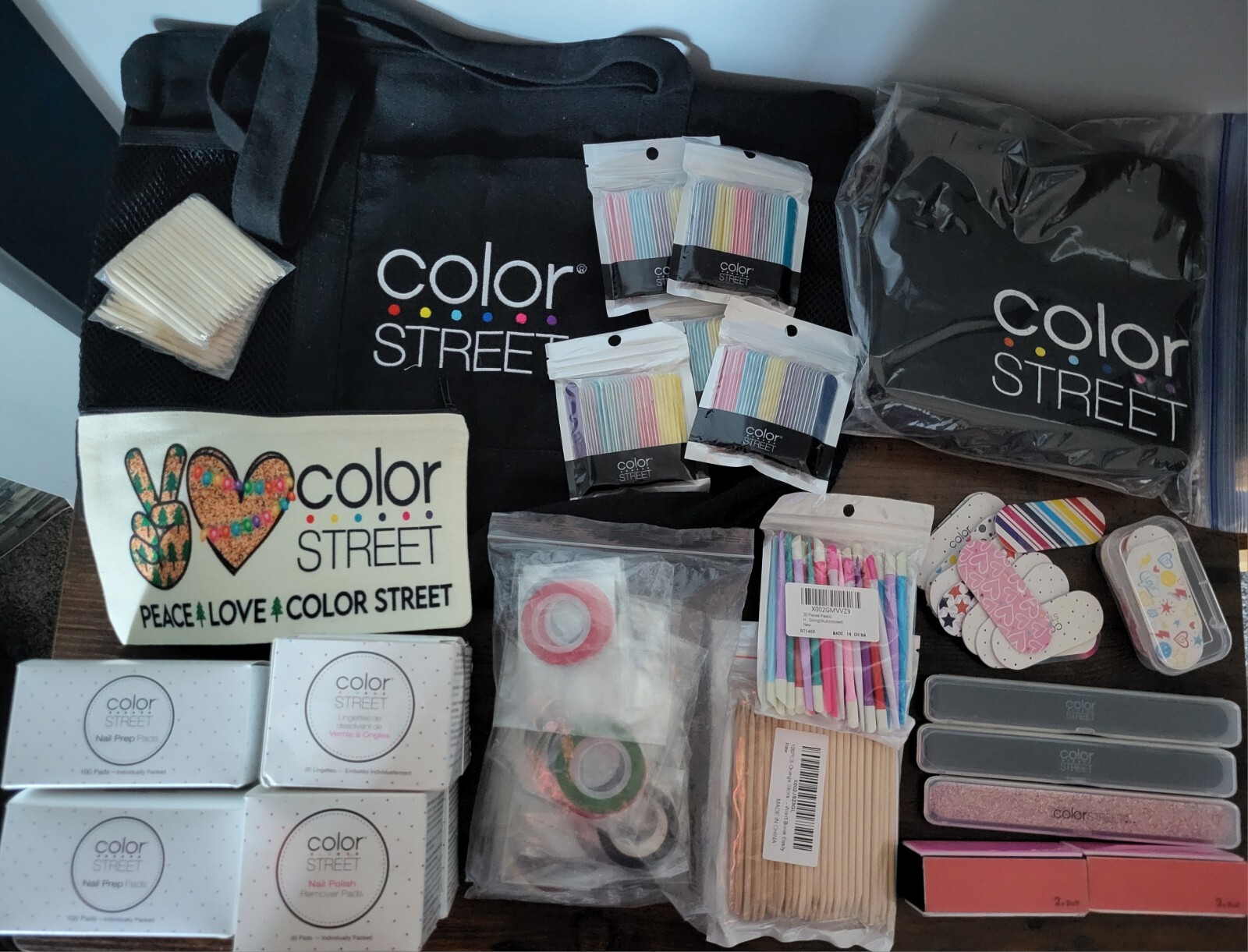 HUGE Color Street Misc Lot ~ branded Files branded Bags Cuticle sticks Prep Pads