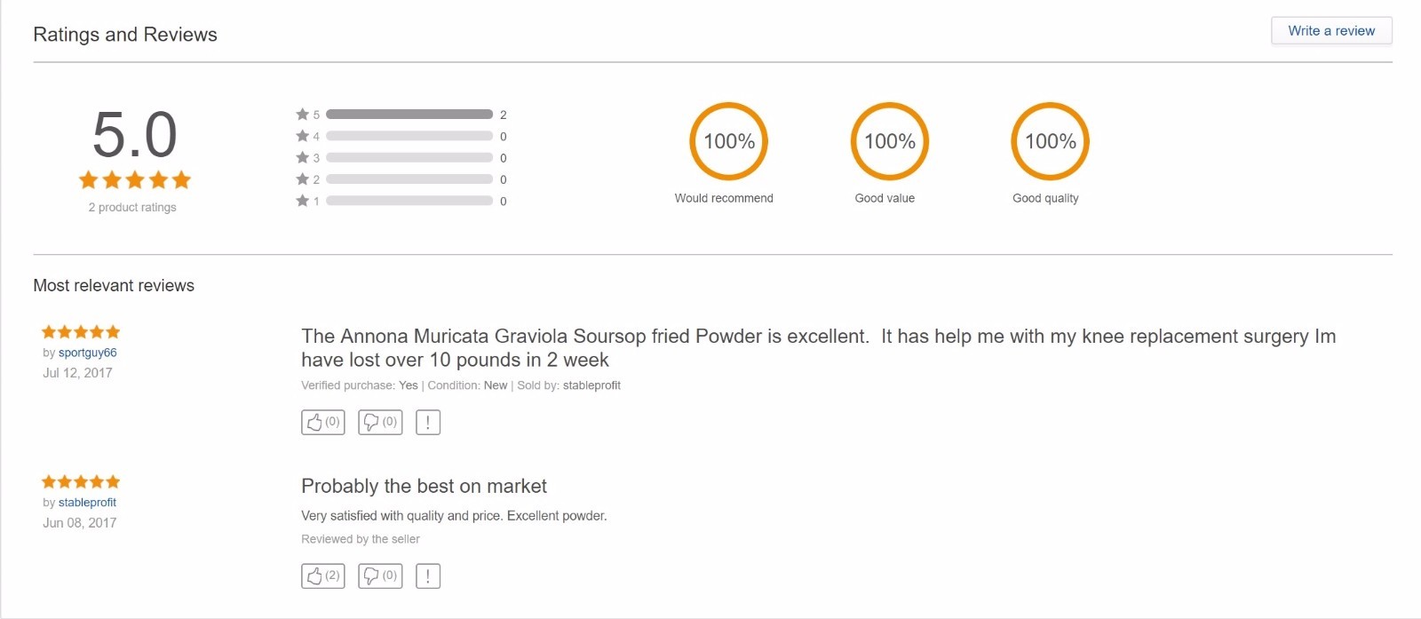 Soursop Fruit Powder 10:1 Extract 3.52 Oz(100g) Annona Muricata Graviola