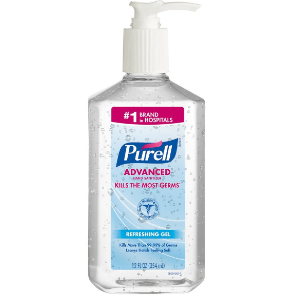 PURELL 3659-12 Advanced Hand Sanitizer Refreshing Gel 12 oz Pump Bottle 12 Pack