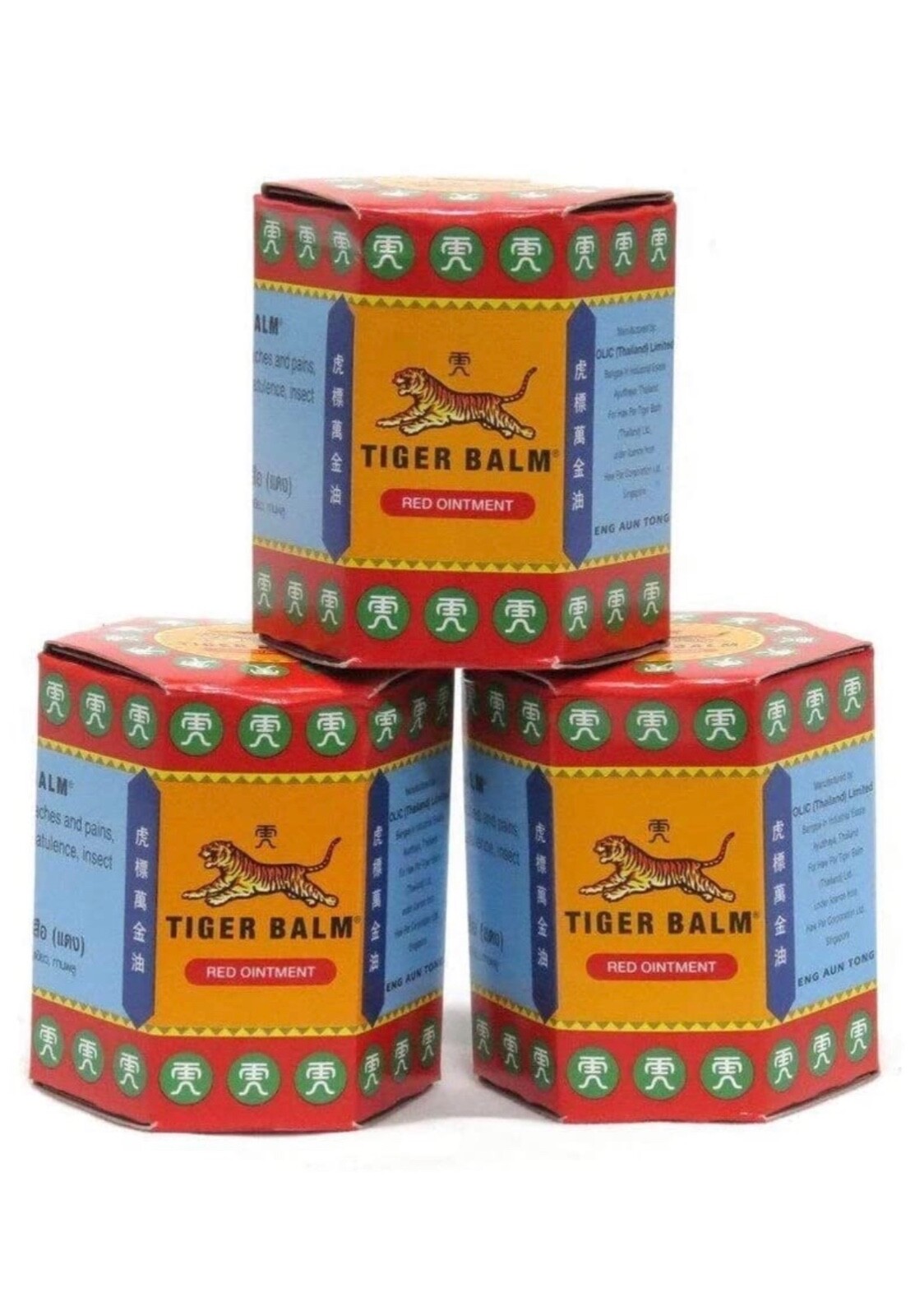 Tiger Balm (Red) Super Strength Pain Relief Ointment 19.4g (pack of 3 Jars )