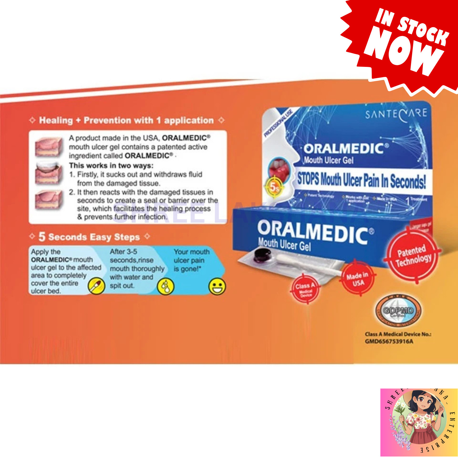 Oralmedic Mouth Ulcer Gel Fast Pain Relief Single Treatment 6 Packs USA