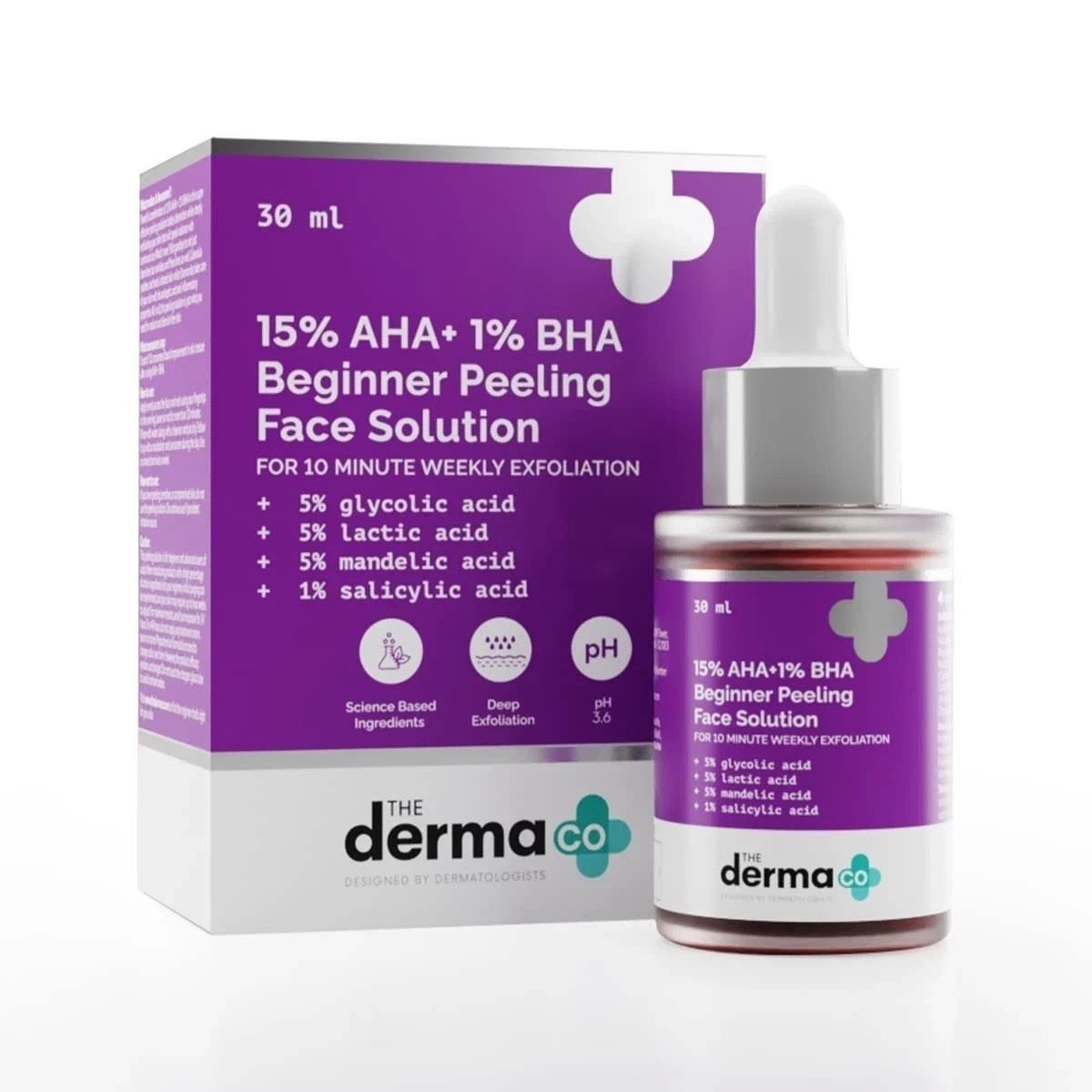 The Derma Co 15% AHA + 1% BHA Beginner Face Peeling Solution 30ml
