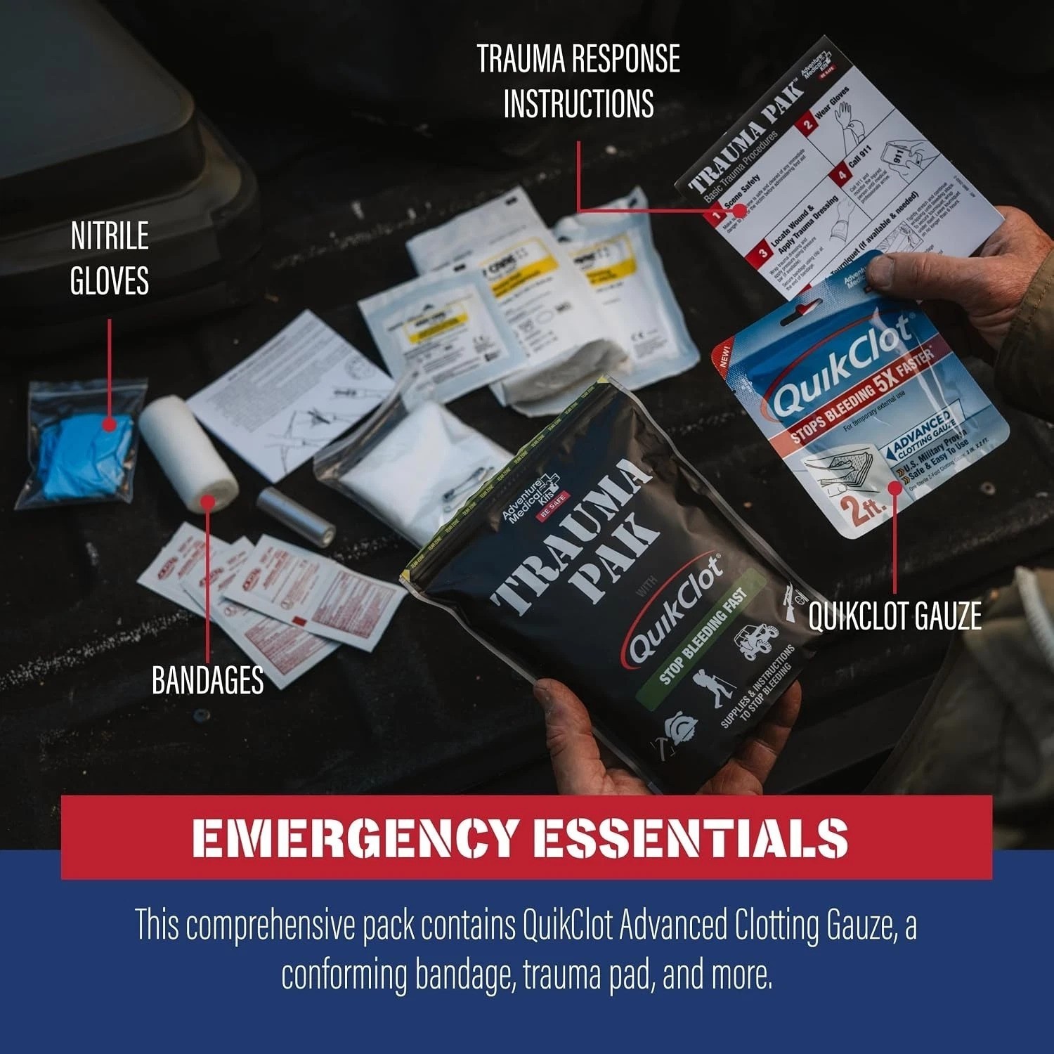 Portable Trauma Pak First Aid Kit with QuikClot – Perfect for Travel & Adventure