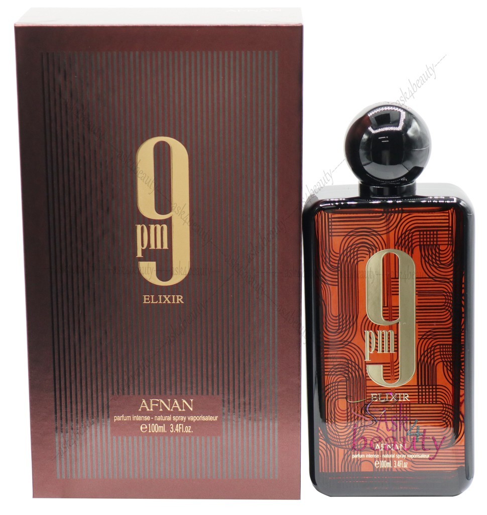 Afnan 9 PM Elixir By Afnan 3.4/3.3 oz Parfum Intense Spray For Unisex New In Box