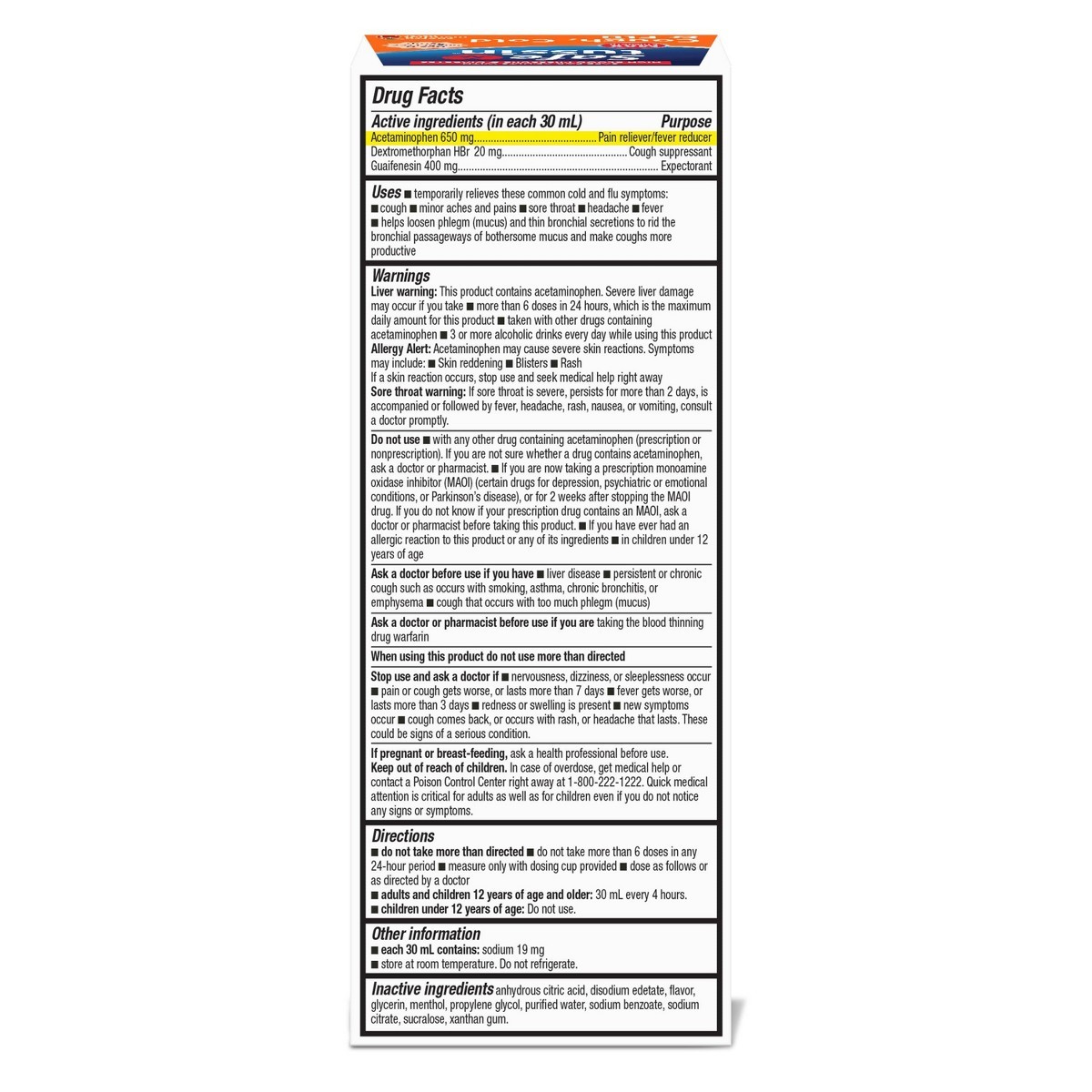 Safetussin Max Strength Multi-Symptom Cough Cold & Flu Liquid – 8 fl oz