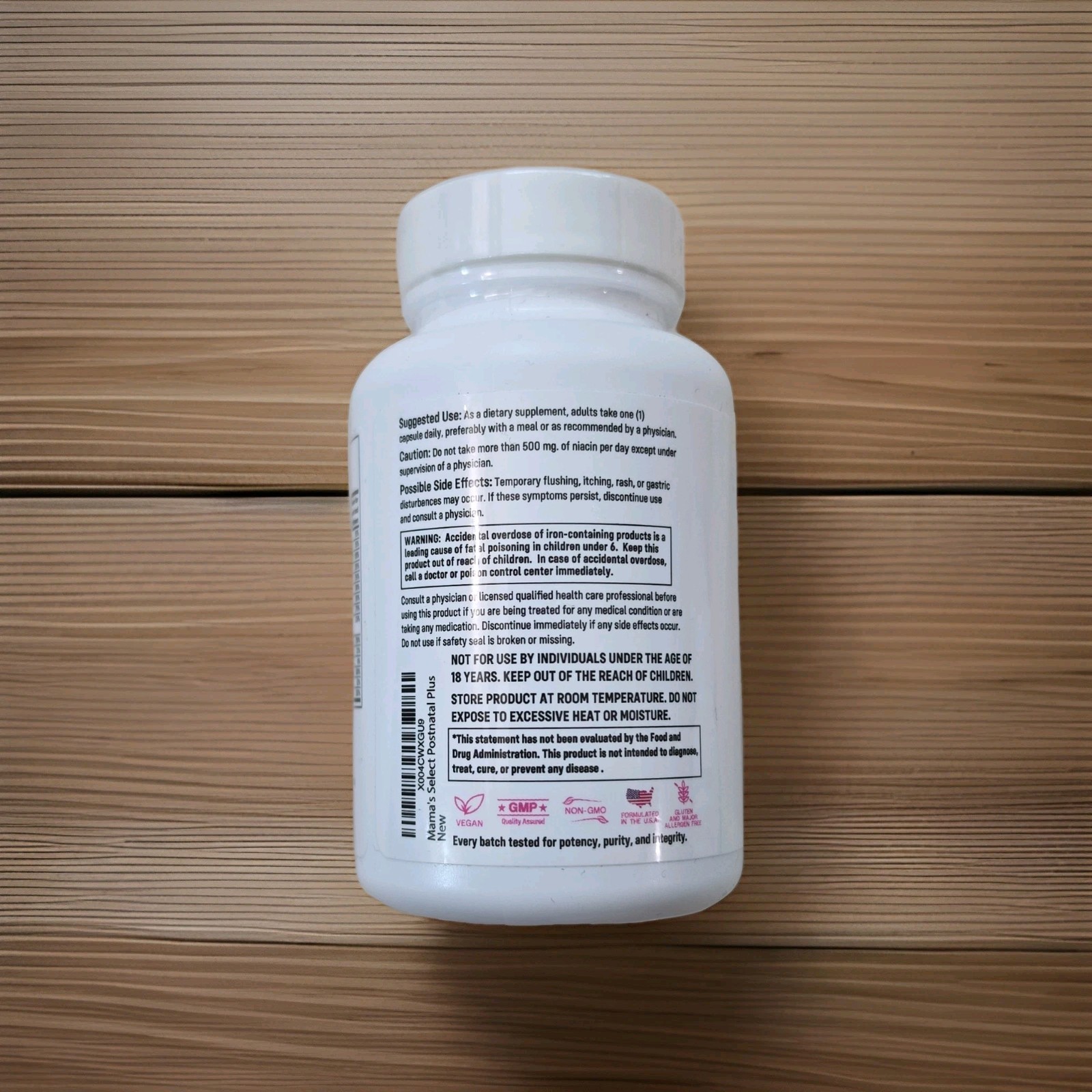 Postnatal Plus Multivitamin Vegan Non-GMO 30 Caps Exp 03/29 by Mama’s Select
