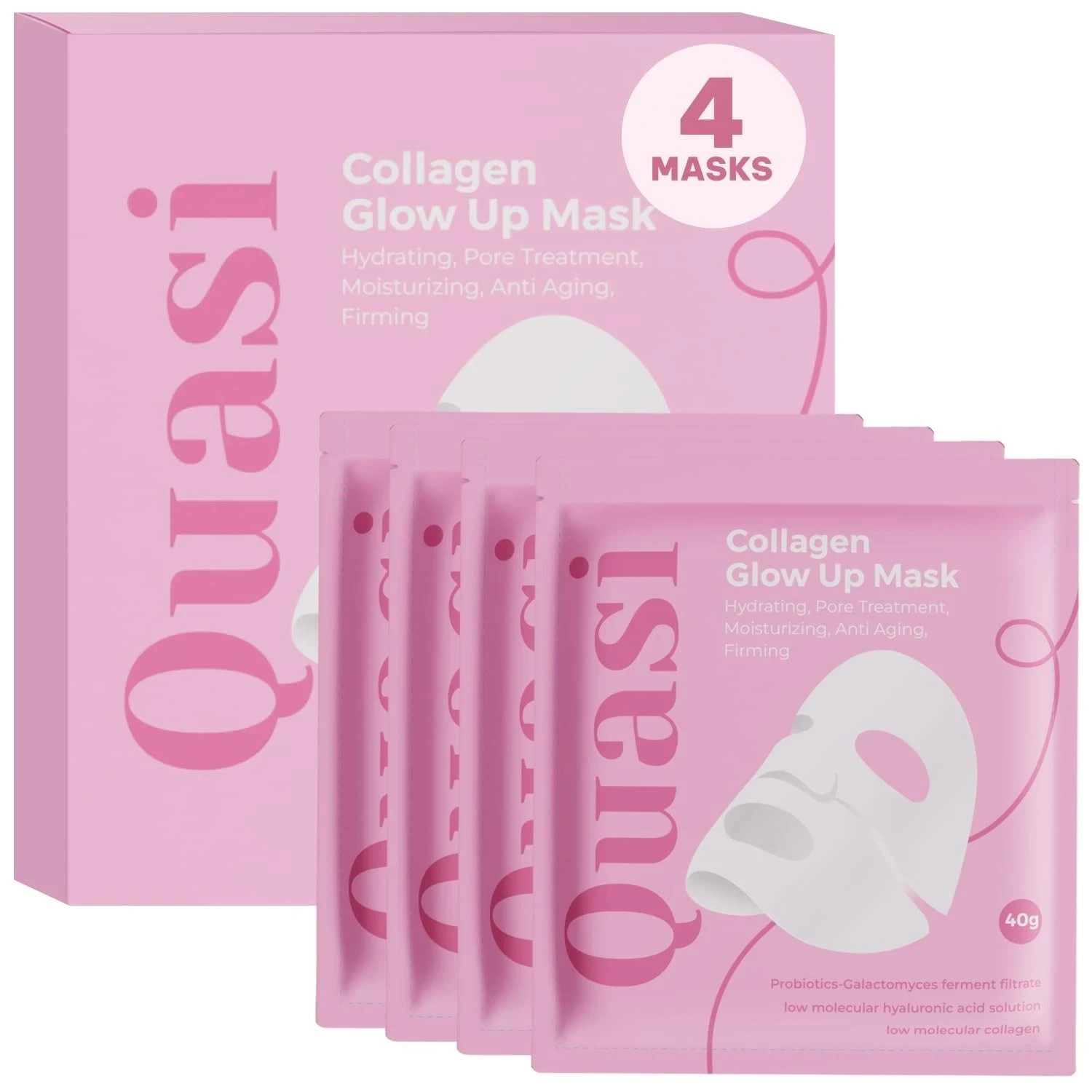 Quasi-Collagen Glow Up Mask | Hydrating & Firming Facial Mask – 4 pcs/box