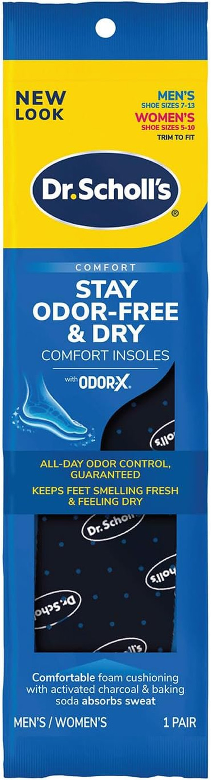 ® Stay Odor-Free & Dry Comfort Insoles with Odor-X®, Unisex Inserts, 1 Pair, Ful