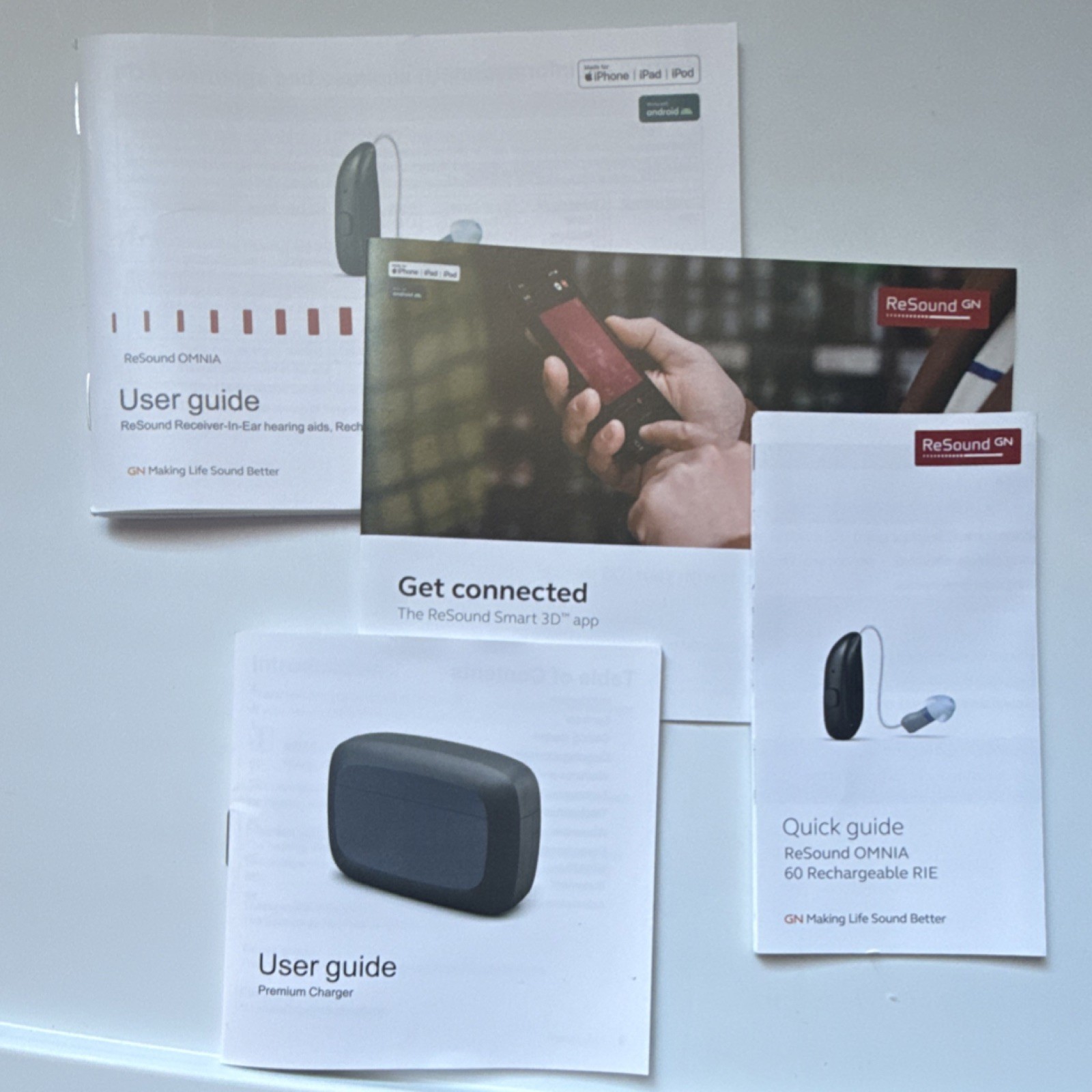 ReSound OMNIA 60 Rechargeable Bluetooth RIC Hearing Aid Set Digital Both Ears