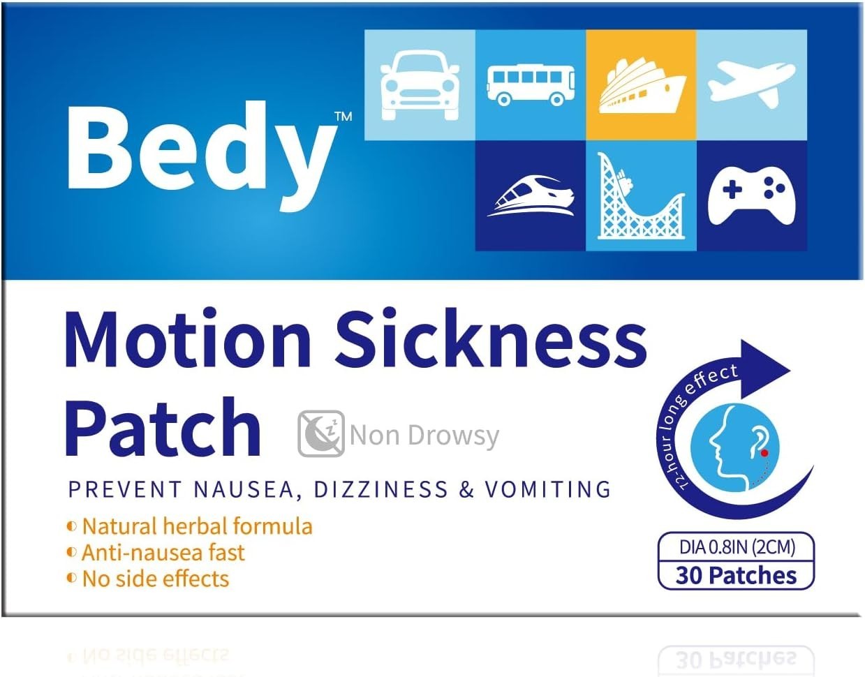 Bedy 30 Count Motion Sickness Patches, Sea Sickness Patches for Cruise, Nause…
