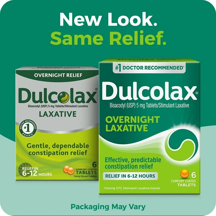 Dulcolax Stimulant Laxative Tablets, Bisacodyl 5 mg, 6 Ct