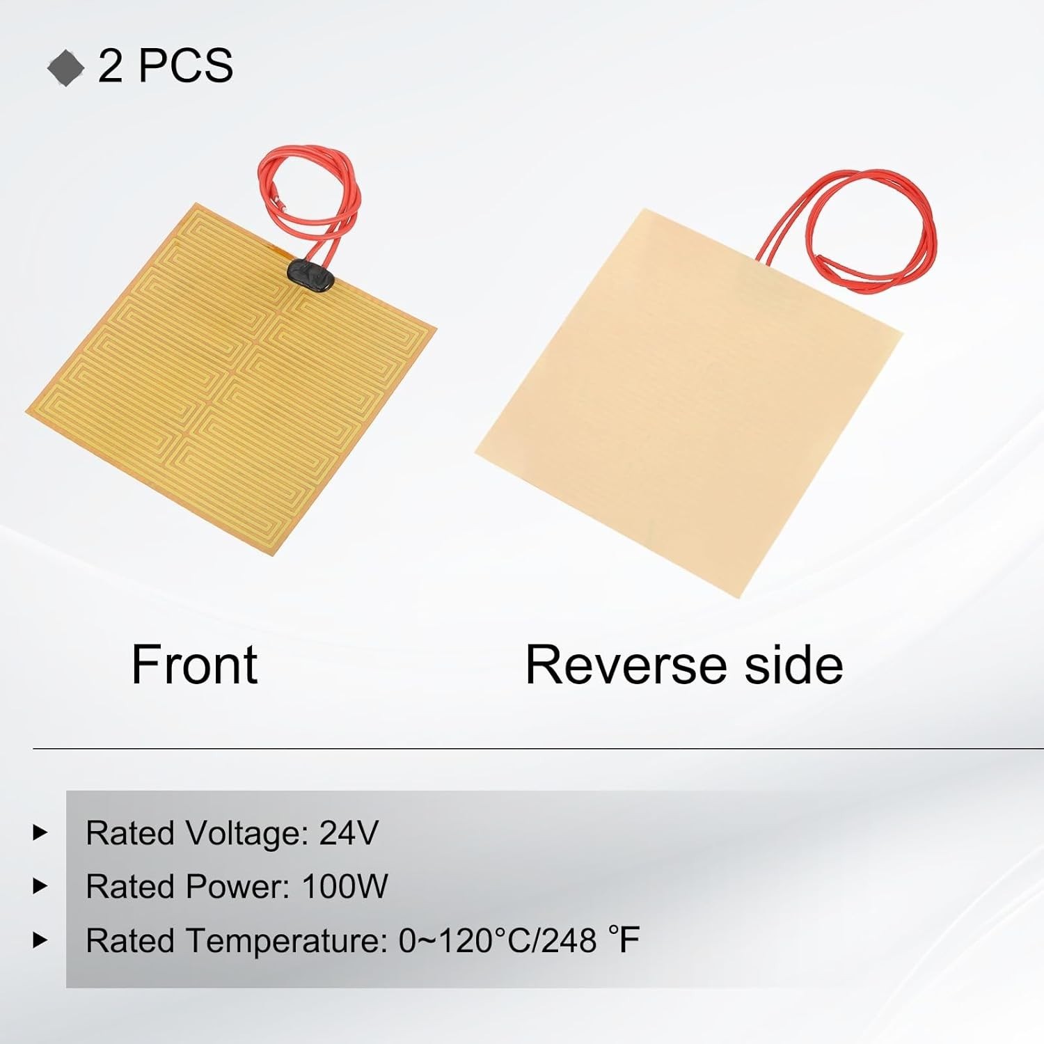 2pcs Heater Film Heating Plate, 00W 24V Polyimide Heat Pad Adhesive PI Heater…