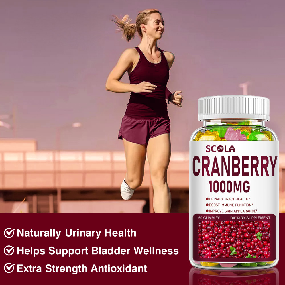 Cranberry Gummies, Urinary Tract Support, 1000 Mg, Cran-Raspberry Flavor, 60 Ct
