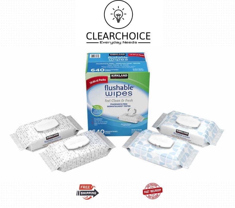 New Kirkland Signaturee Flushable Premoistened Wipes Fragrance-Free, 640 Count🔥