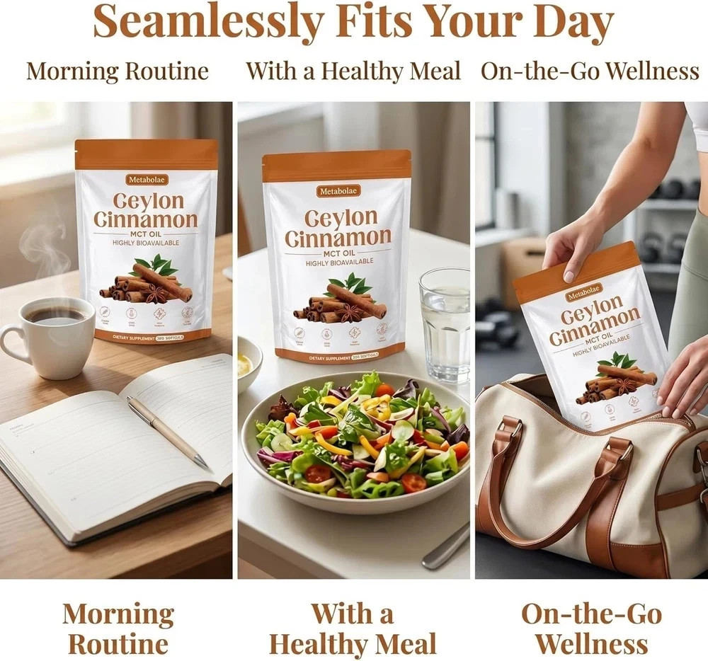 Metabolae Ceylon Cinnamon SoftGels with MCT Oil, Highly Bioavailable Herbal Extr
