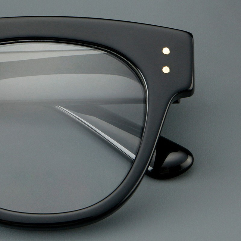 145mm Oversized Round Eyeglasses Black Acetate Frame For Women Men US Shipping