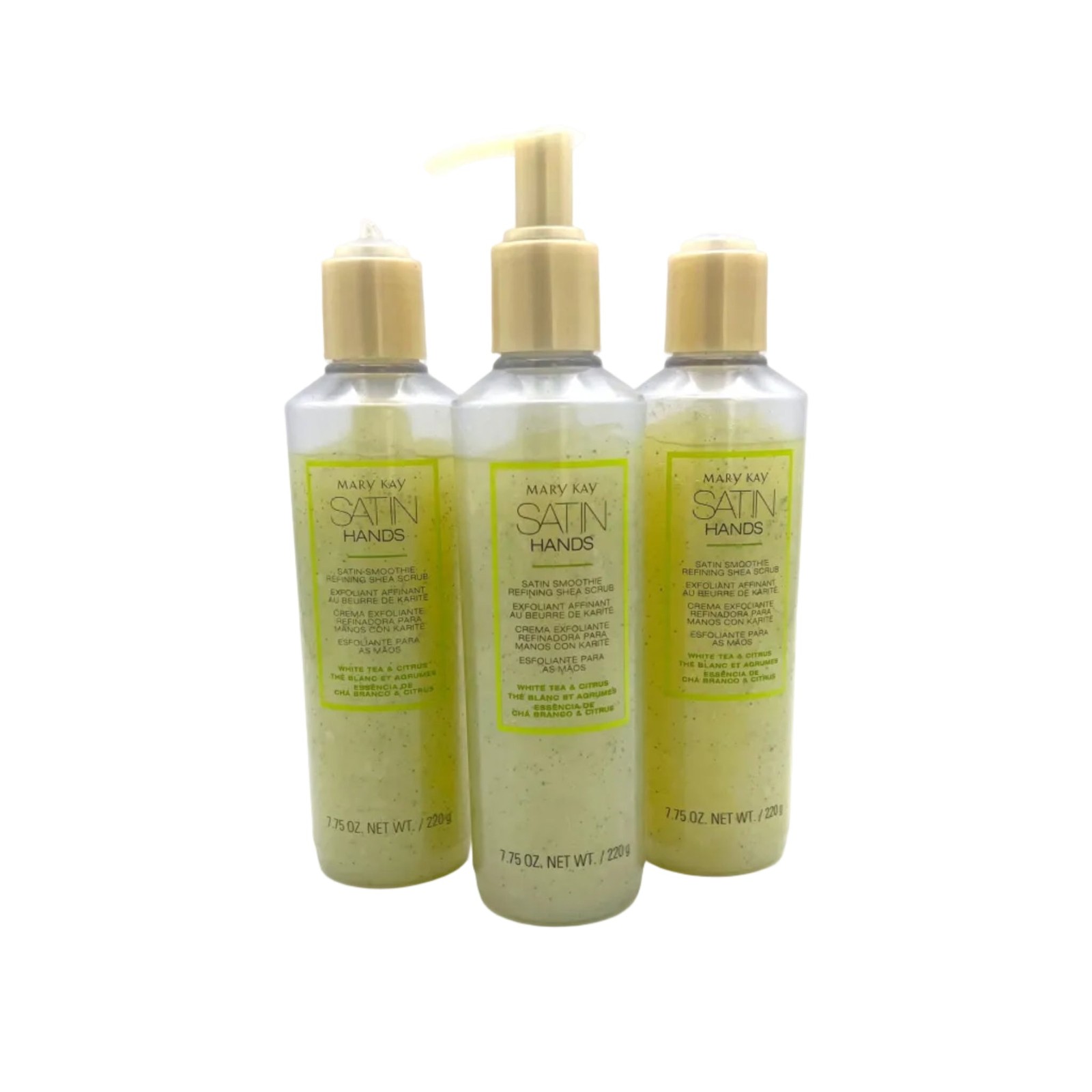 MARY KAY SATIN HANDS~WHITE TEA & CITRUS SMOOTHIE~NO PUMP~3 FULL SIZE SCRUBS~NWOB
