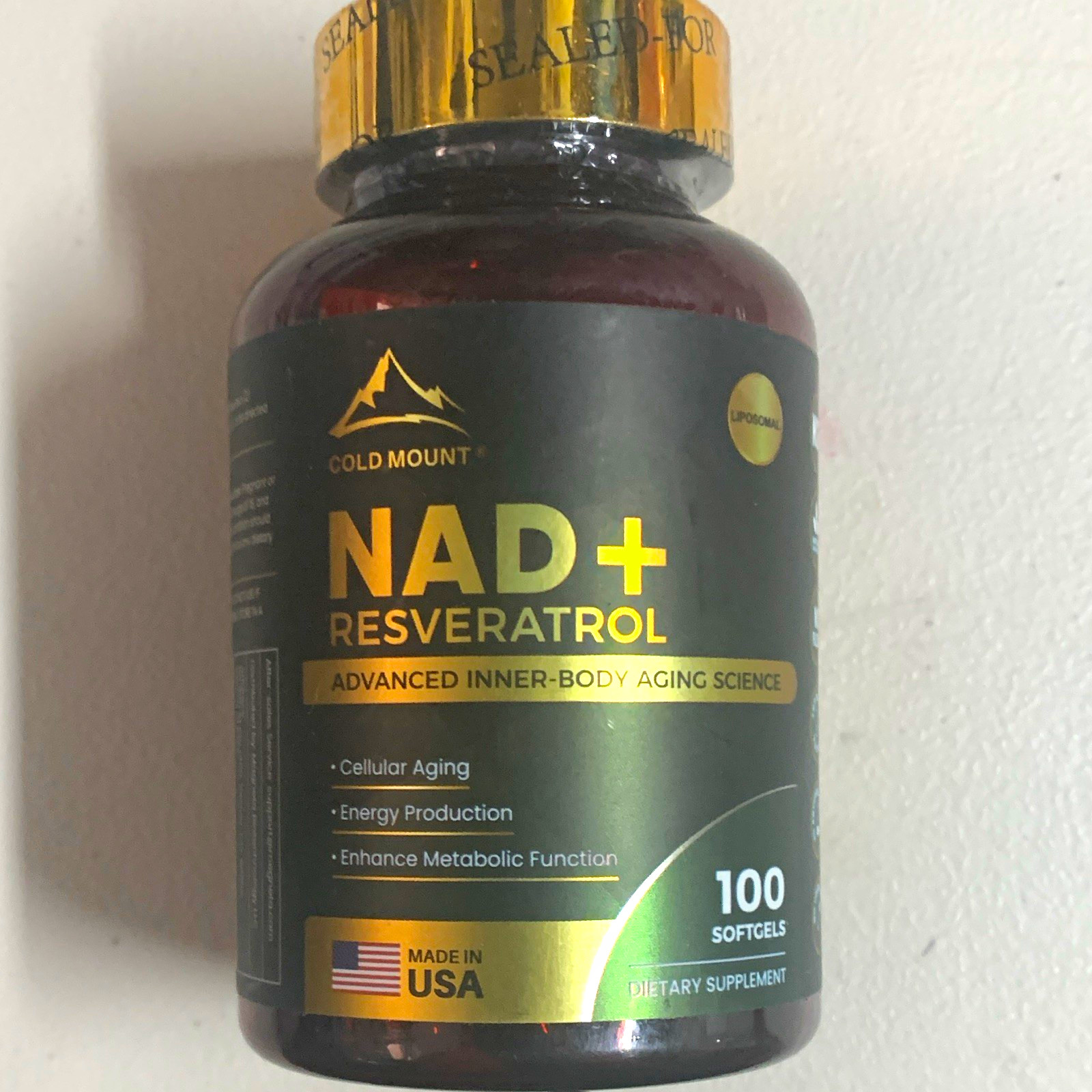 COLD MOUNT NAD+ & Trans-Resveratrol Softgels 100 Ct 1000mg Non-GMO 03/28
