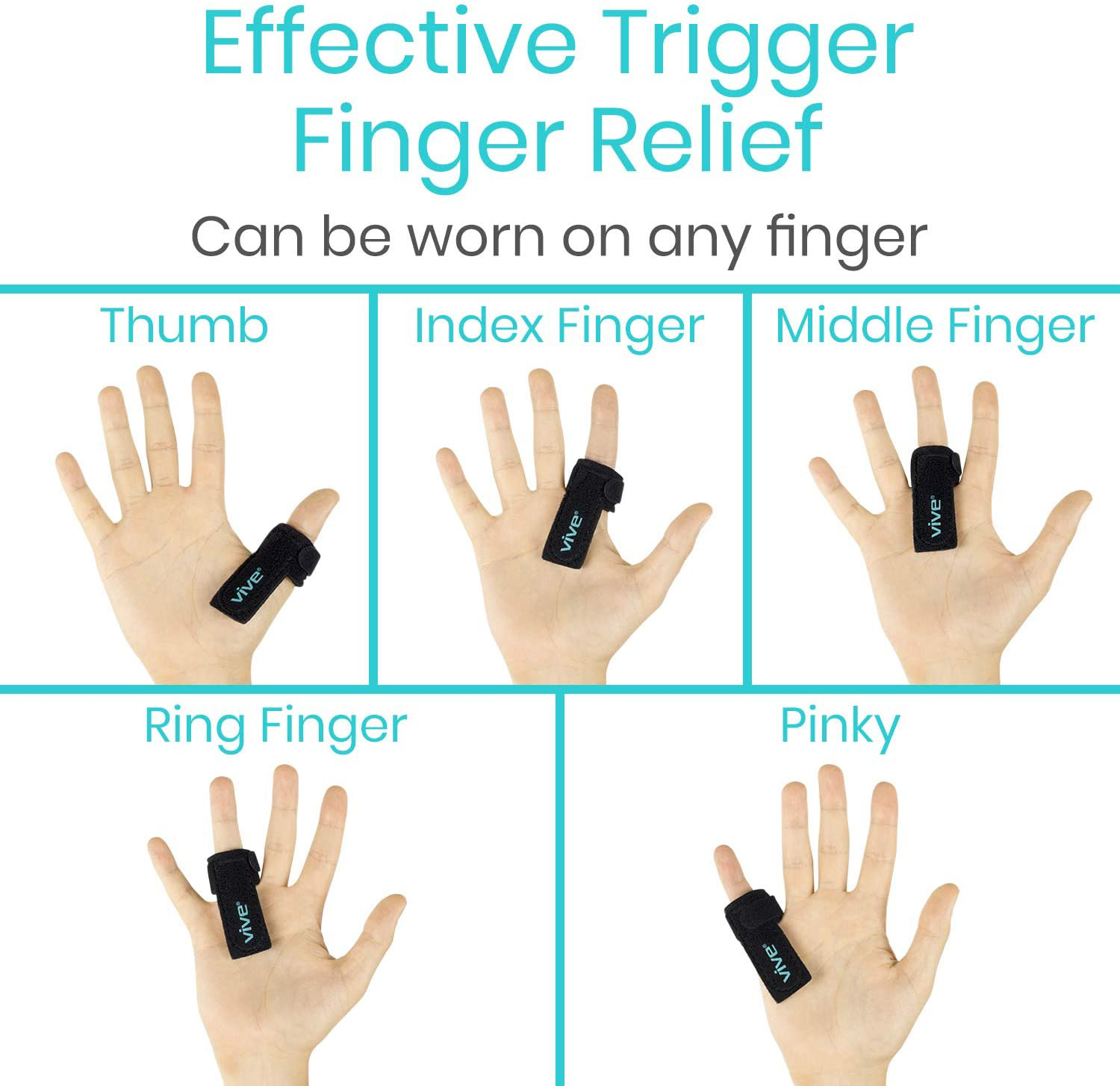 Vive Trigger Finger Splint – Support Brace For Middle, Ring, Index, Thumb