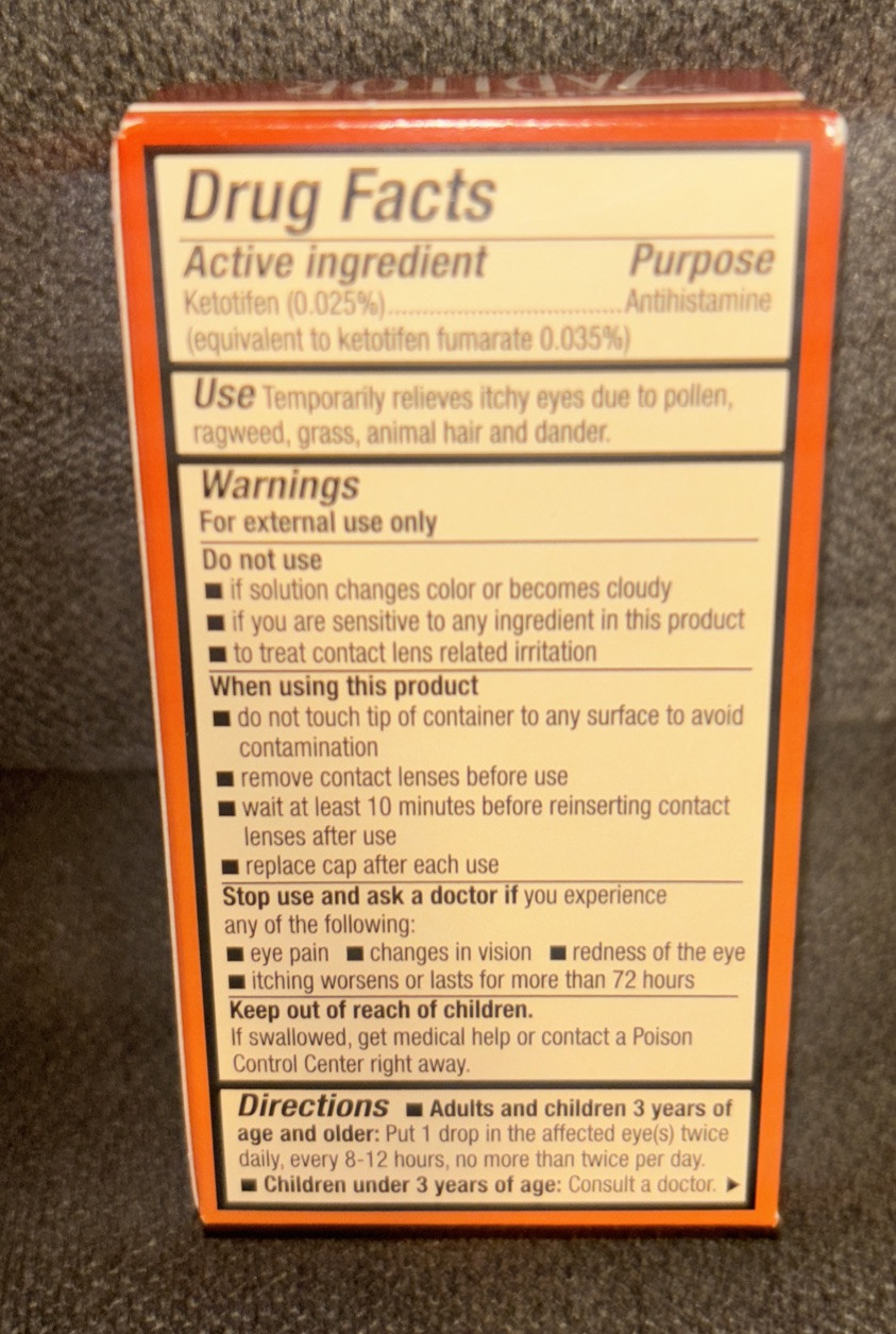 Systane Zaditor Antihistamine Eye Drops for Allergy Itch Relief 5mL Exp: 07/26