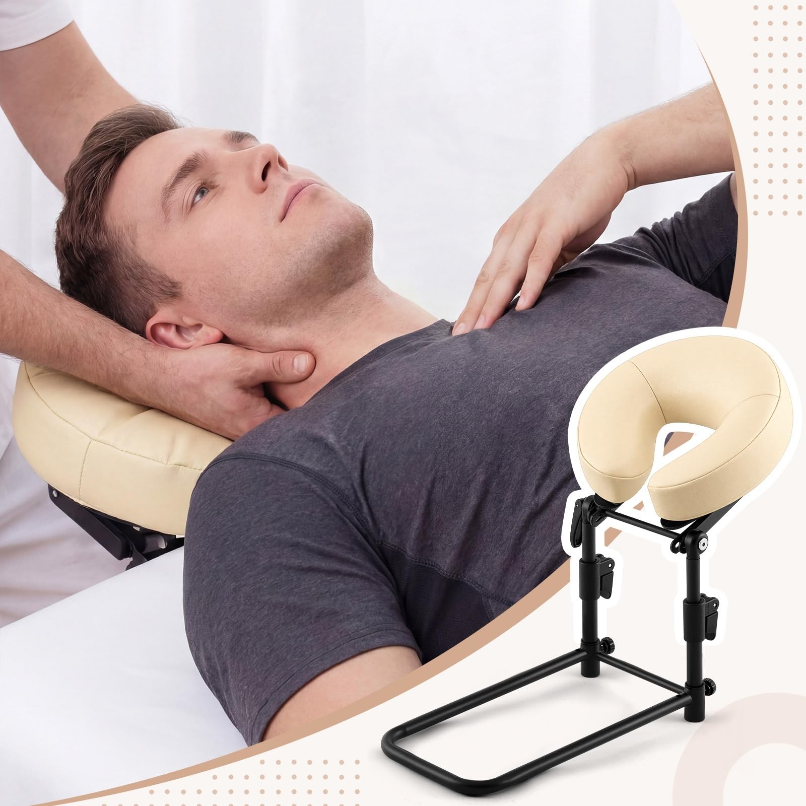 Qunclay Adjustable Massage Headrest for 11.81 x 16.93 x 5.51 inches, Apricot