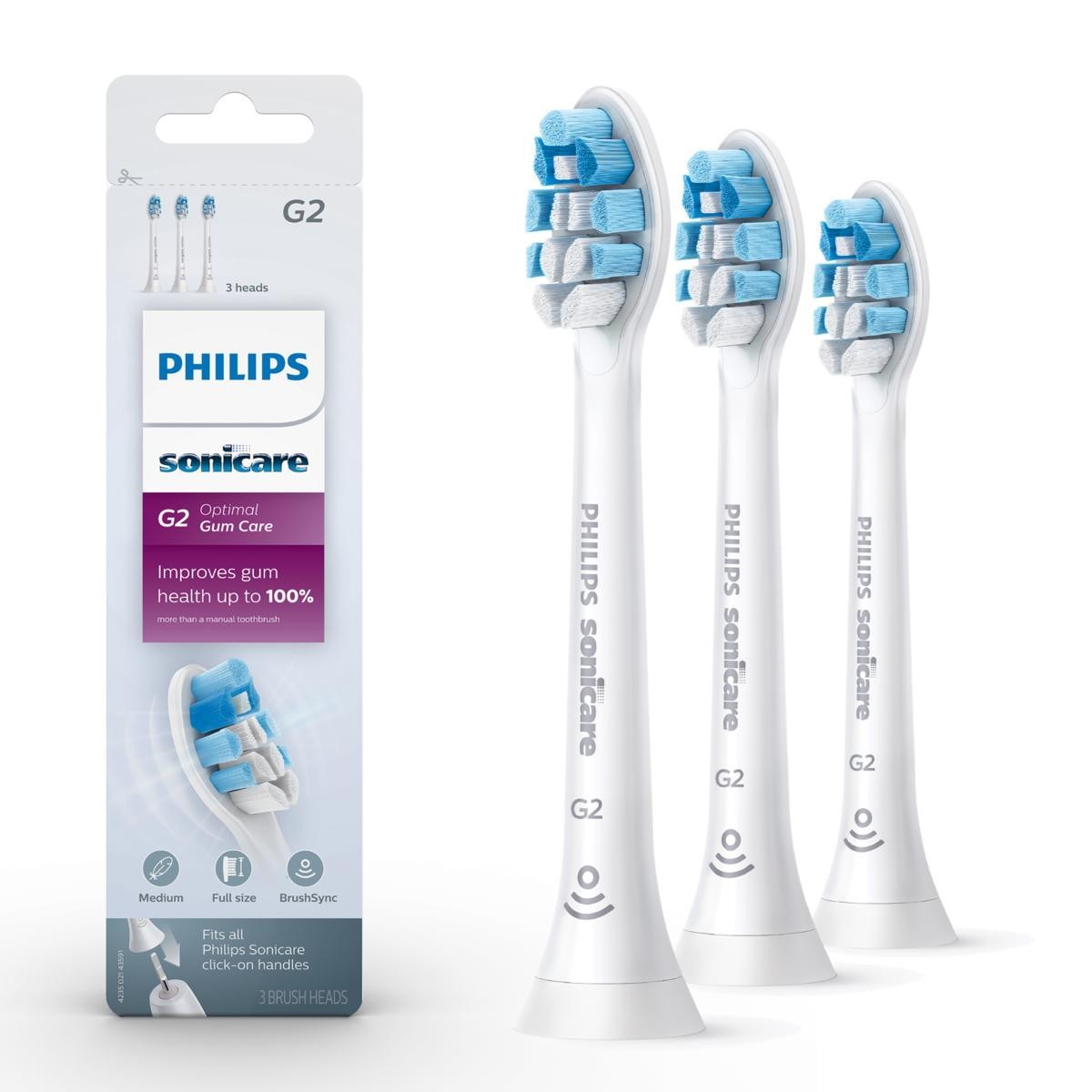 Philips Sonicare G2 Optimal Gum Care Brush Heads, Genuine Replacement