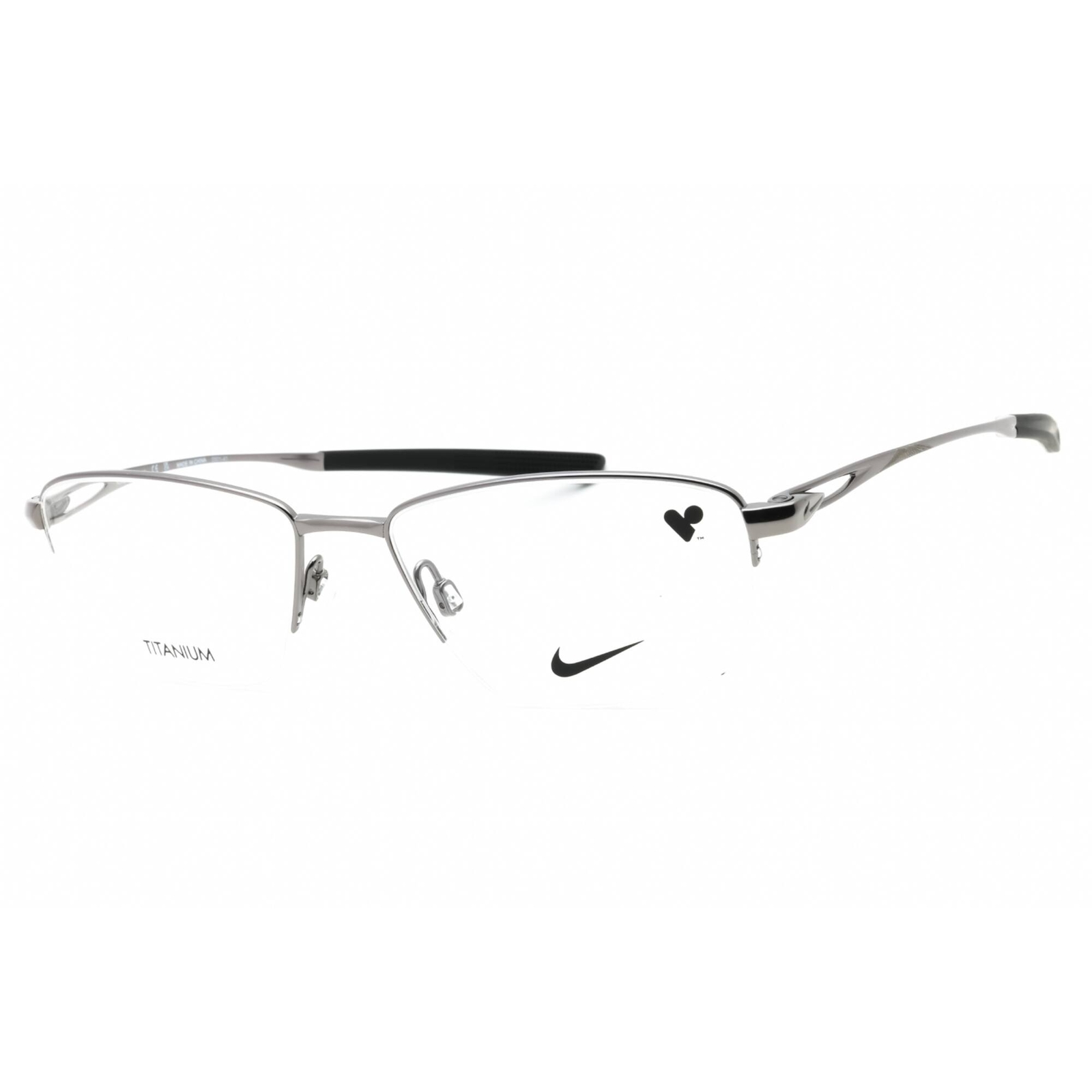 Nike Men’s Eyeglasses Gunmetal Rectangular Half Rim Titanium Frame NIKE 6045 070