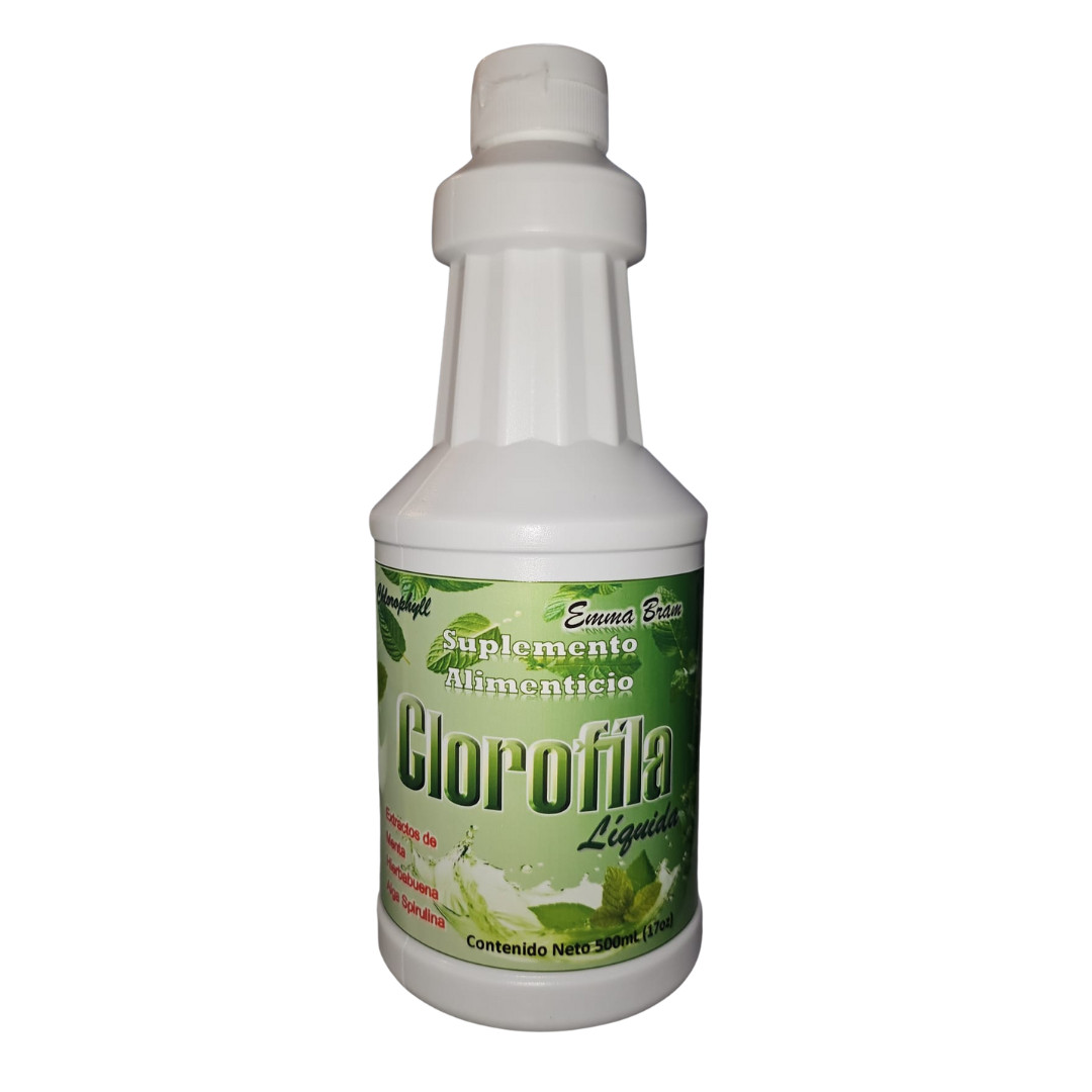 Clorofila Líquida con Extractos de Menta, Spirulina y Hierbabuena Suplemento Nat