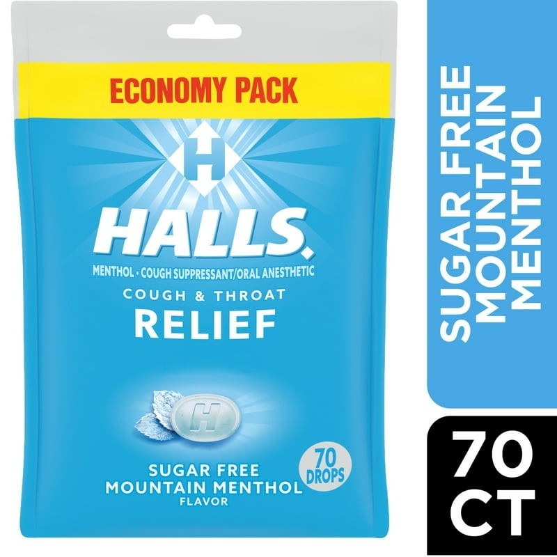 HALLS Relief Mountain Menthol Sugar Free Cough Drops, Economy Pack, 70 Ct