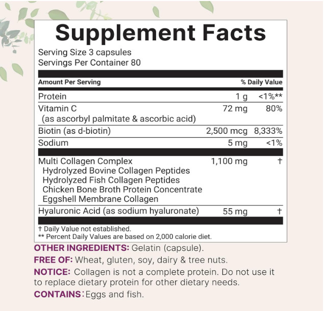 Micro Ingredients Multi Collagen Pills for Women & Men, 240 Capsules**