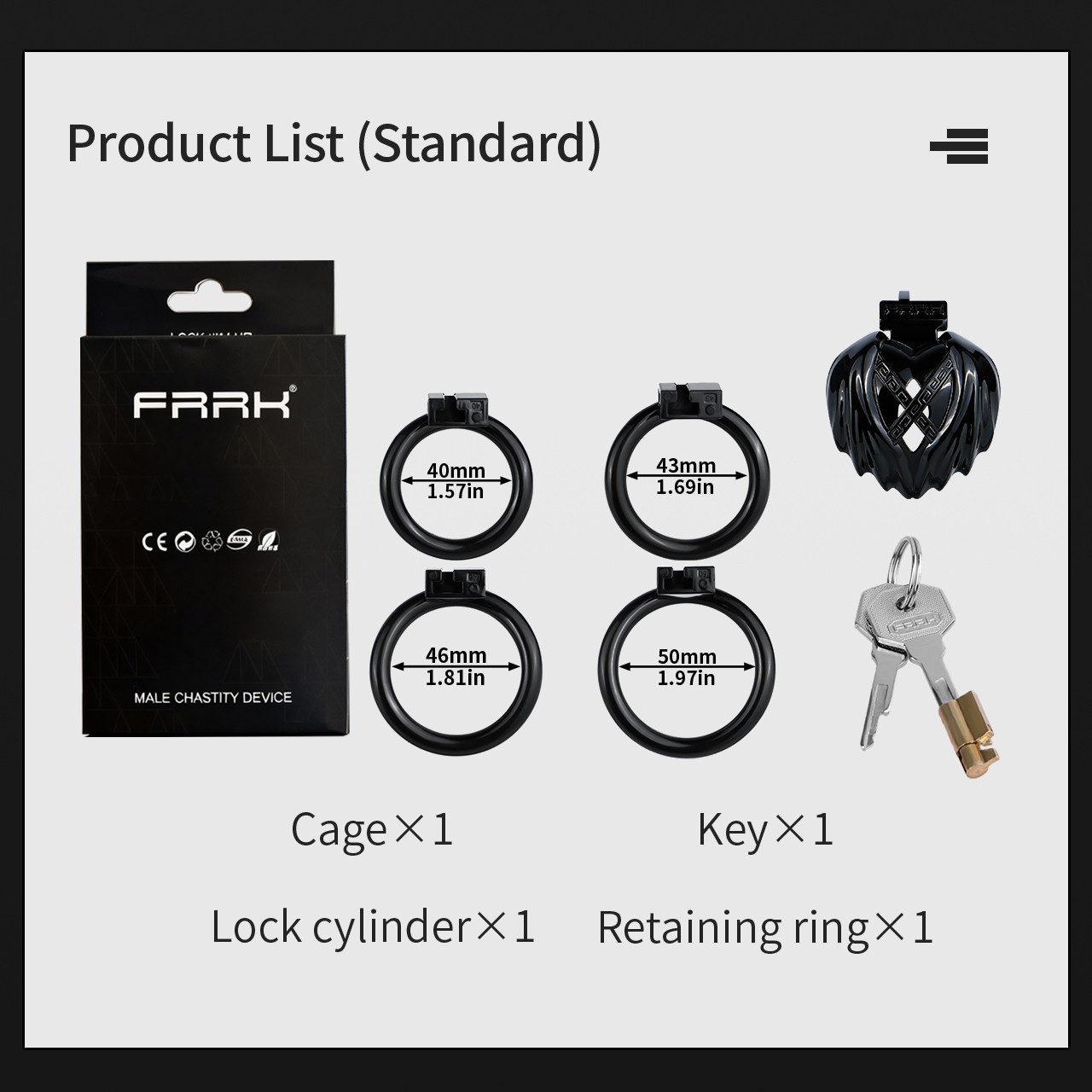 New Male Negative Chastity Cage ABS Resin Chastity Restraint Lock with 4 Rings