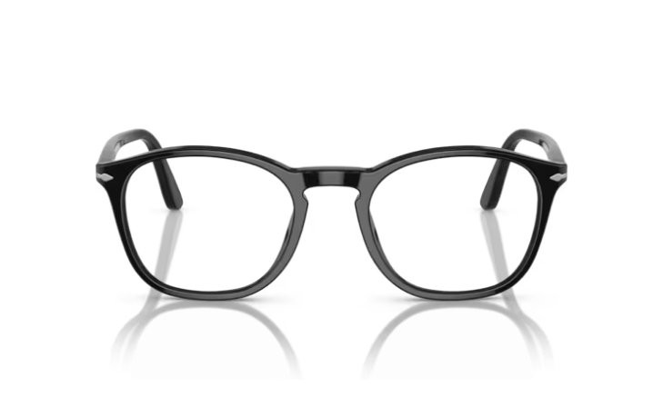 Persol PO3007V Square Eyeglass Frames, Black/Demo, 52 mm