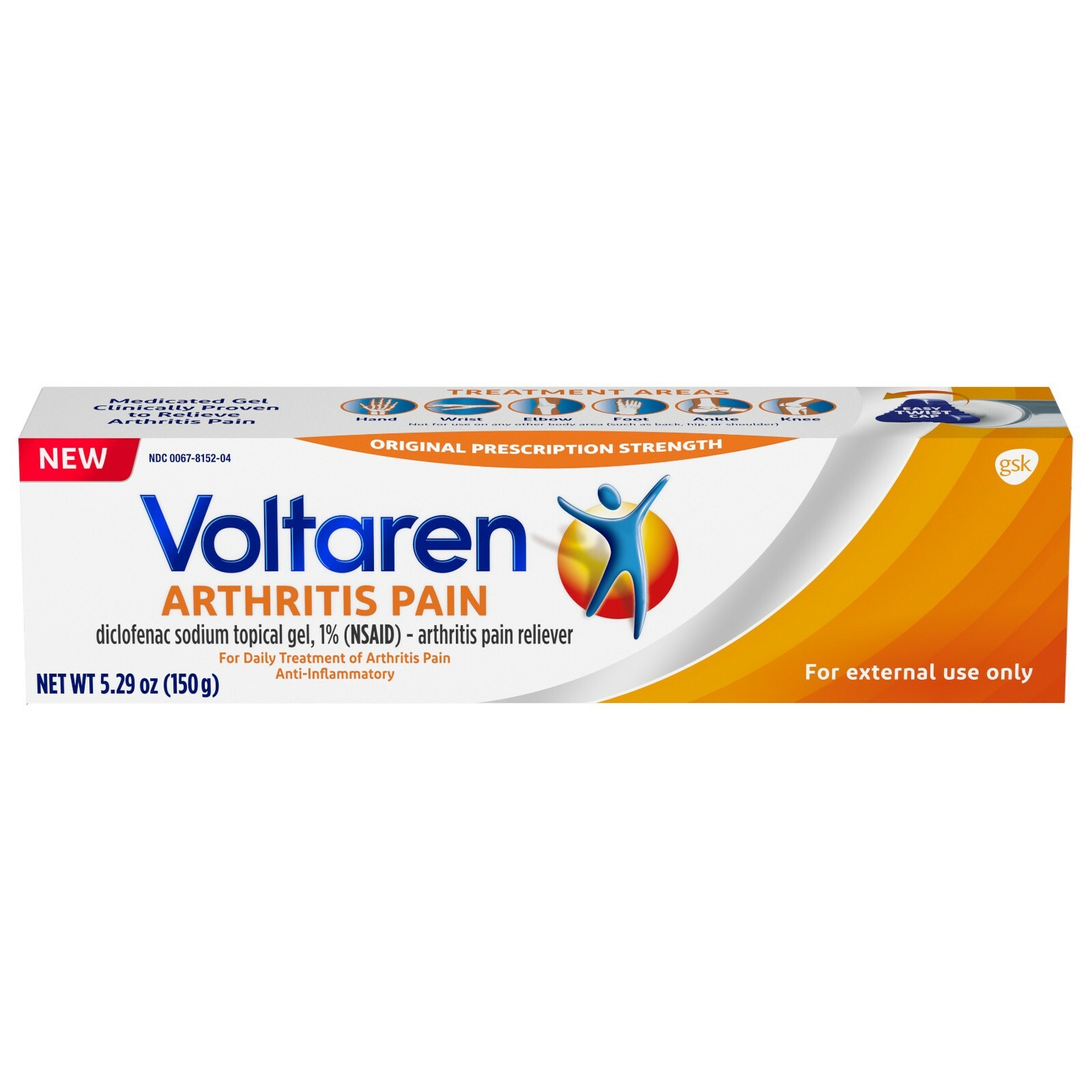 Volteran Topical Arthritis Pain Relief 150g (5.29oz) Easy open Tube