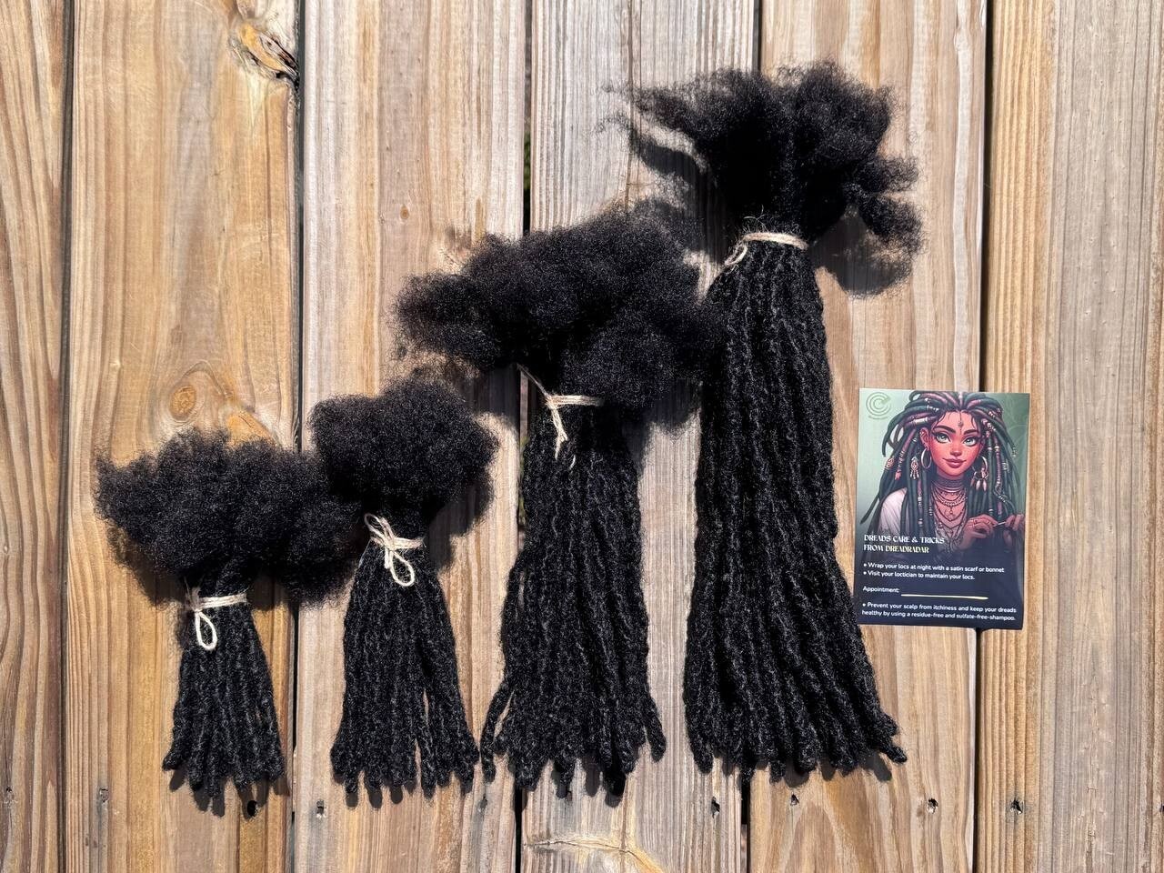 Textured interlocd human hair Dreadlock extensions, blunt tips, length: 4 ”- 60