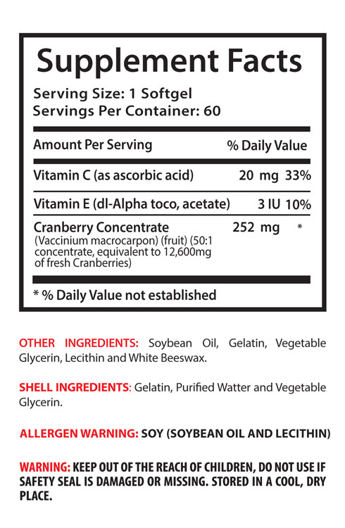 Cranberry Concentrated Extract 50:1 – Healthy Urinary Tract, Bladder Health 3B