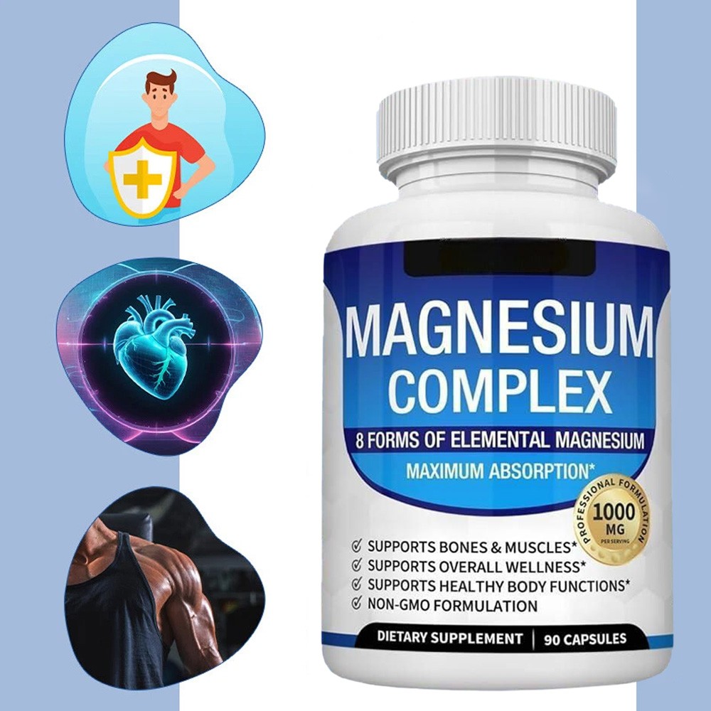 Magnesium 1~5x 8 in 1 Complex 1000mg & Blood Sugar Blend Supplement Combo