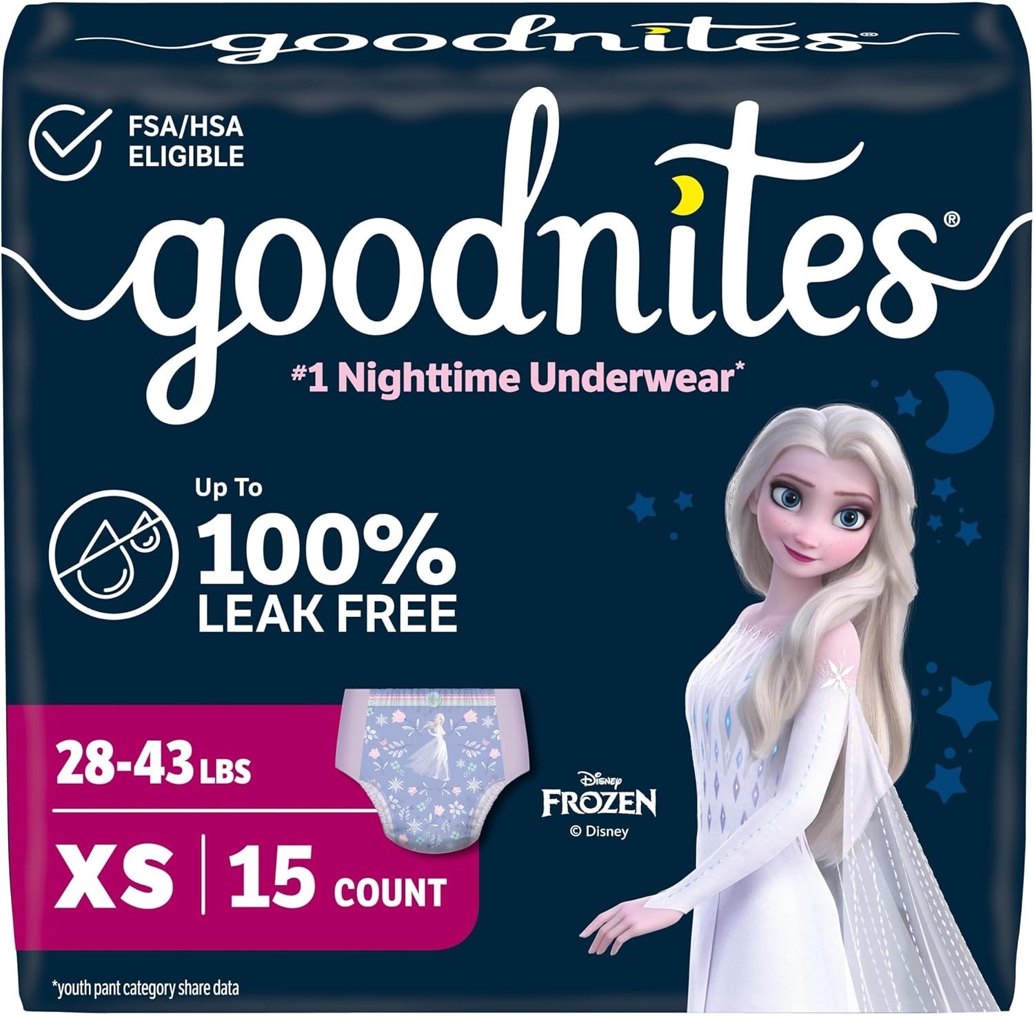 Goodnites Girls Nighttime Bedwetting Underwear, Sizes XS, S/M, L, XL, XXL