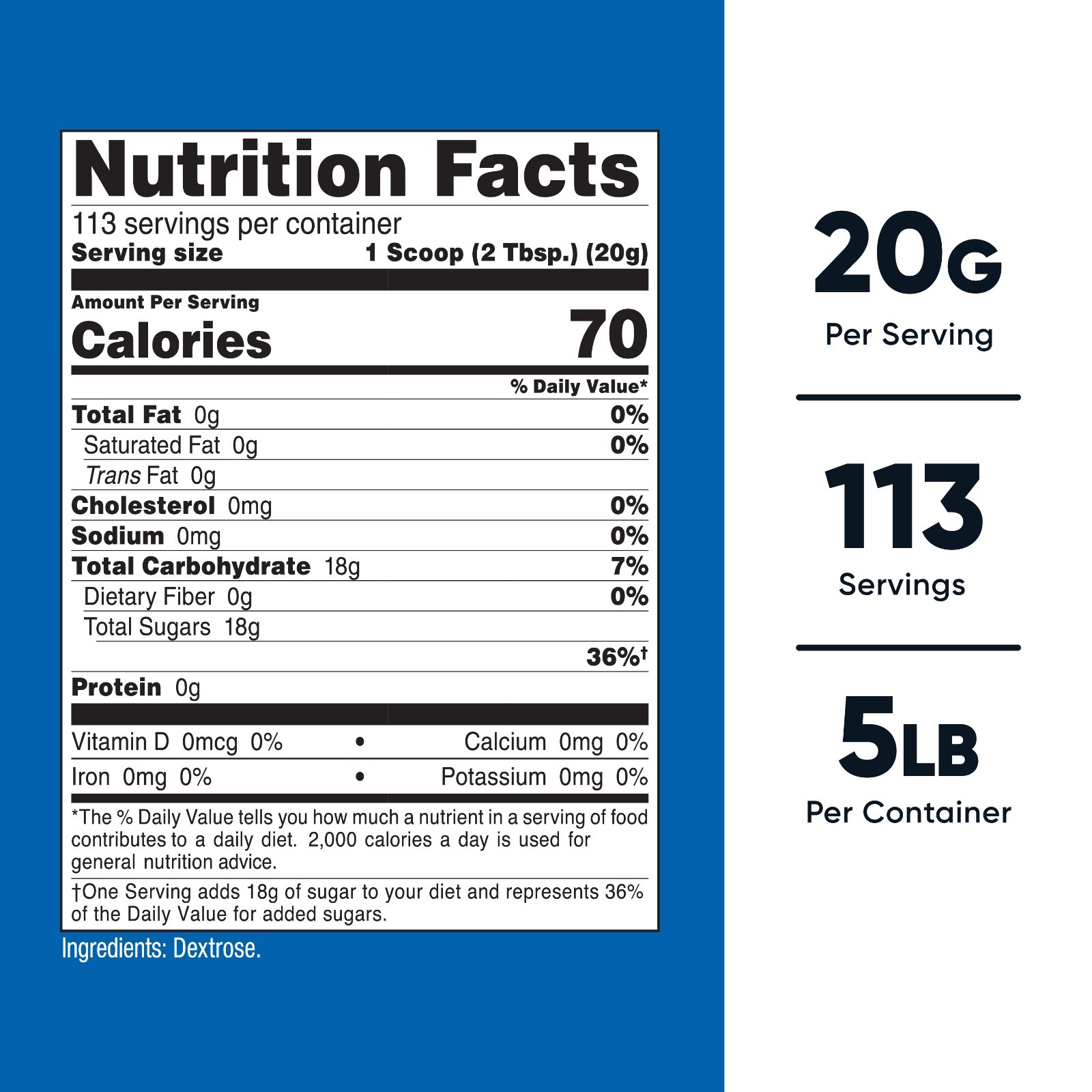 Nutricost Dextrose Powder 5 LBS, Non-GMO, Gluten Free