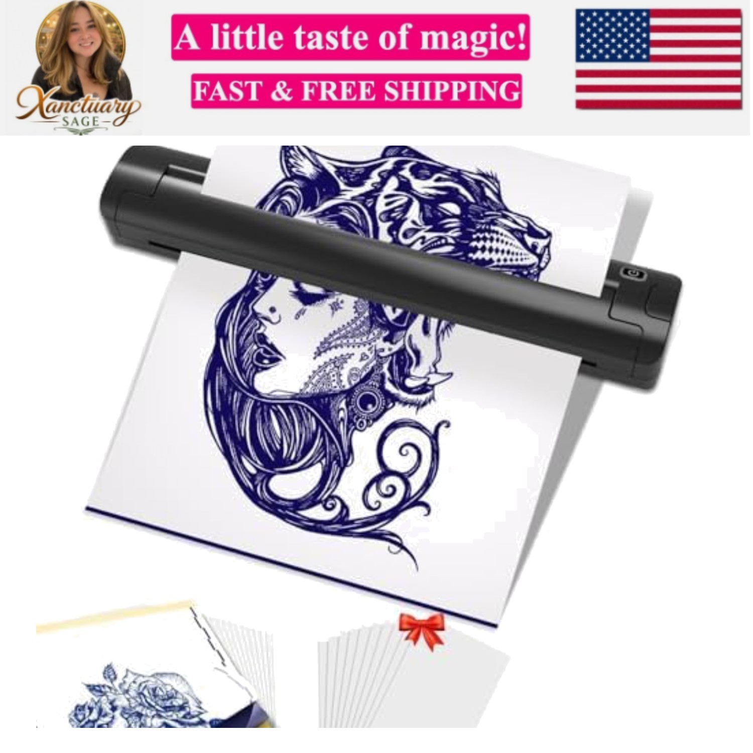 Tattoo Stencil Printer with 3 pcs Transfer Paper and Thermal Paper,Tattoo Mac…