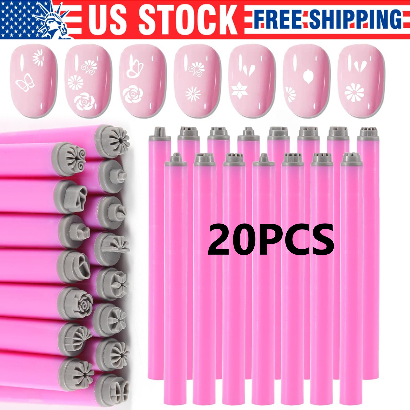 20Pcs DIY Nail Nail Art Stamp Pen Set Art Dotting Tools Set for Girls Women