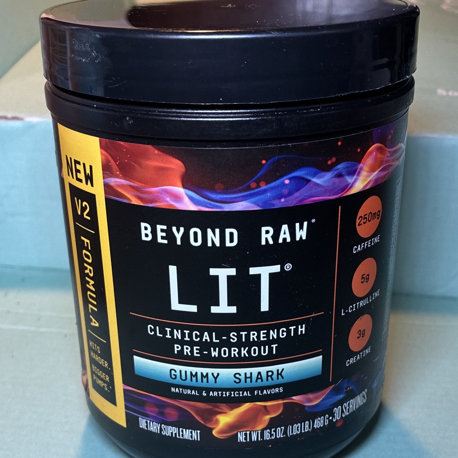 Beyond Raw LIT Clinical-Strength Pre-Workout Powder, Gummy Shark, 16.5 oz