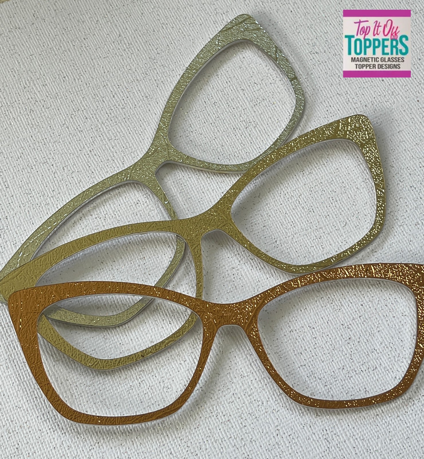 Textured Metallic Color Changing Eyewear Toppers: Magnetic Acrylic Frames