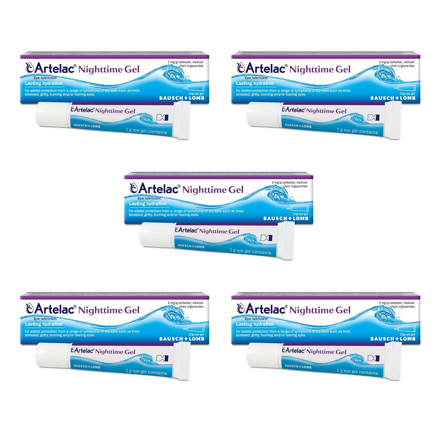 5 X Artelac Nighttime Gel 10g Dry Eye Relief Moisture Protection Bausch Lomb New