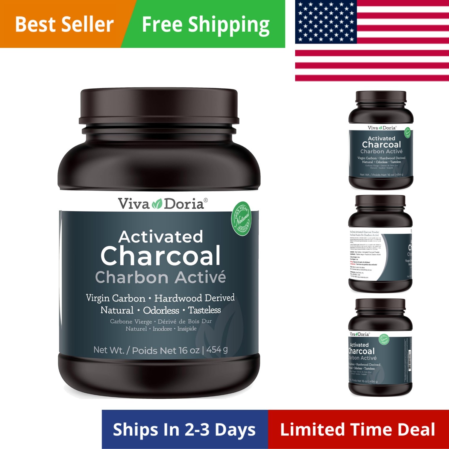 Virgin Activated Charcoal Powder, Hardwood Derived, Food Grade, 16 Oz 1 Pound