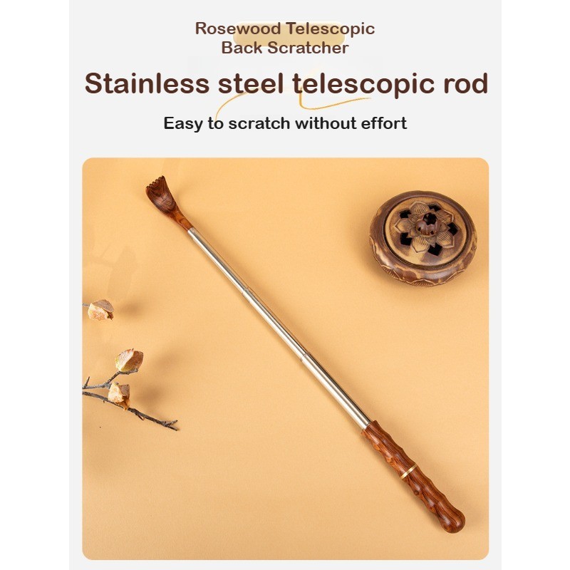 Rosewood Telescopic Back Scratcher Extendable Wooden Itch Relief Tool